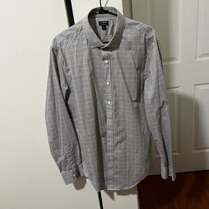J. Crew Slim Performance Light Gray Windowpane Dress Shirt